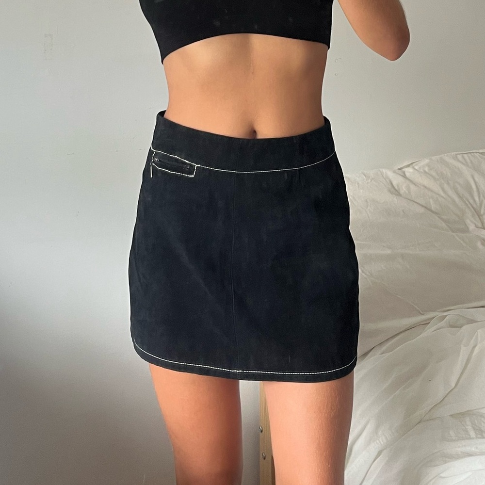 Blue Asphalt Black Suede Skirt